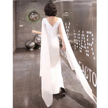 Det er Yiiya Kjole til Aften i Elegant Hvid med V-hals Robe De Soiree LF232 Sexet Split Sjal Plus Size Aften Kjoler Havfrue For Kvinder
