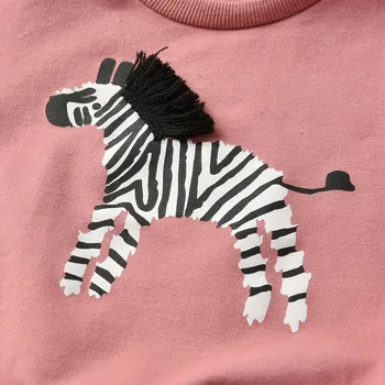 Spædbarn Zebra Mønster T-Shirt Lille Barn Lange Ærmer Rund Hals Pullover Baby Pige Løs Undertrøje