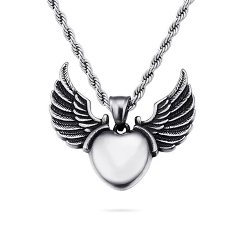Angel Wings Vedhæng Guld, Titanium, Stål Hjerte i Rustfrit Stål til Mænd og Kvinder Vedhæng
