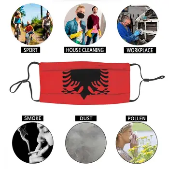 Genanvendelige Albanien Flag Ansigt Maske Anti Haze Støvtæt Beskyttelse Åndedrætsværn Maske Munden Dæmpe