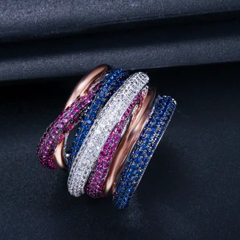 SINZRY Luksus ringe Cubic Zirconia micro banet multilayer twist overdrevet farverige finger ring kostume Smykker til Kvinder