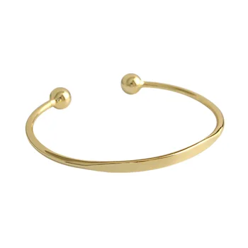 925 sterling sølv double ball cuff armbånd til kvinder, minimalistiske armbånd armbånd på hånden guld farve smykker