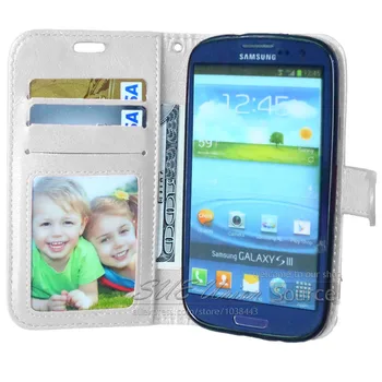 Nyt Design, Luksus Flip Læder taske til Samsung Galaxy S3 III i9300 Stå Wallet-Style Med Kort Slot Telefonen Bagsiden