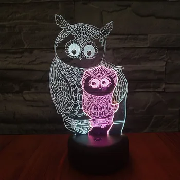 Eagle Fugl Farverige 3D LED nat lys Dobbelt Farve Viser 7 farveskift Touch Bruser Bord Lampe til Børn Gave Soveværelse Indretning