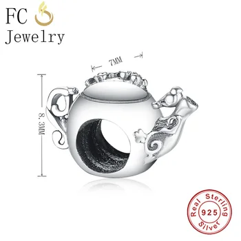 Ægte 925 Sterling Sølv Tepotte Europæiske Charm Perle Passer Oprindelige Charme Armbånd Gaver Berloque DIY Kvinder Smykker Ny