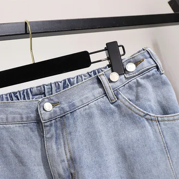 Forår og efterår plus size jeans til kvinder store løse casual elastisk talje lige denim lange bukser wathet 4XL 5XL 6XL 7XL