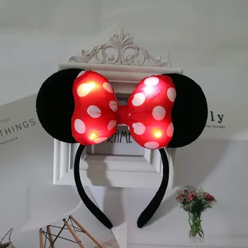 Disney Mickey lysende hovedbøjle tilbehør Minnie flash børn LED-lys hår tilbehør farverige lys legetøj